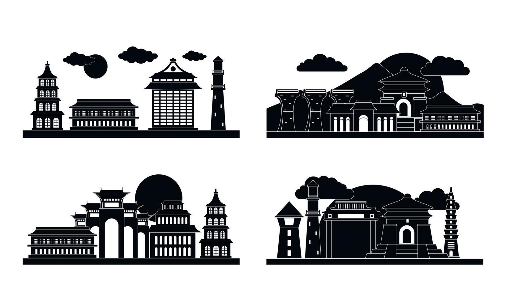 Taipei taiwan banner concept set, simple style vector