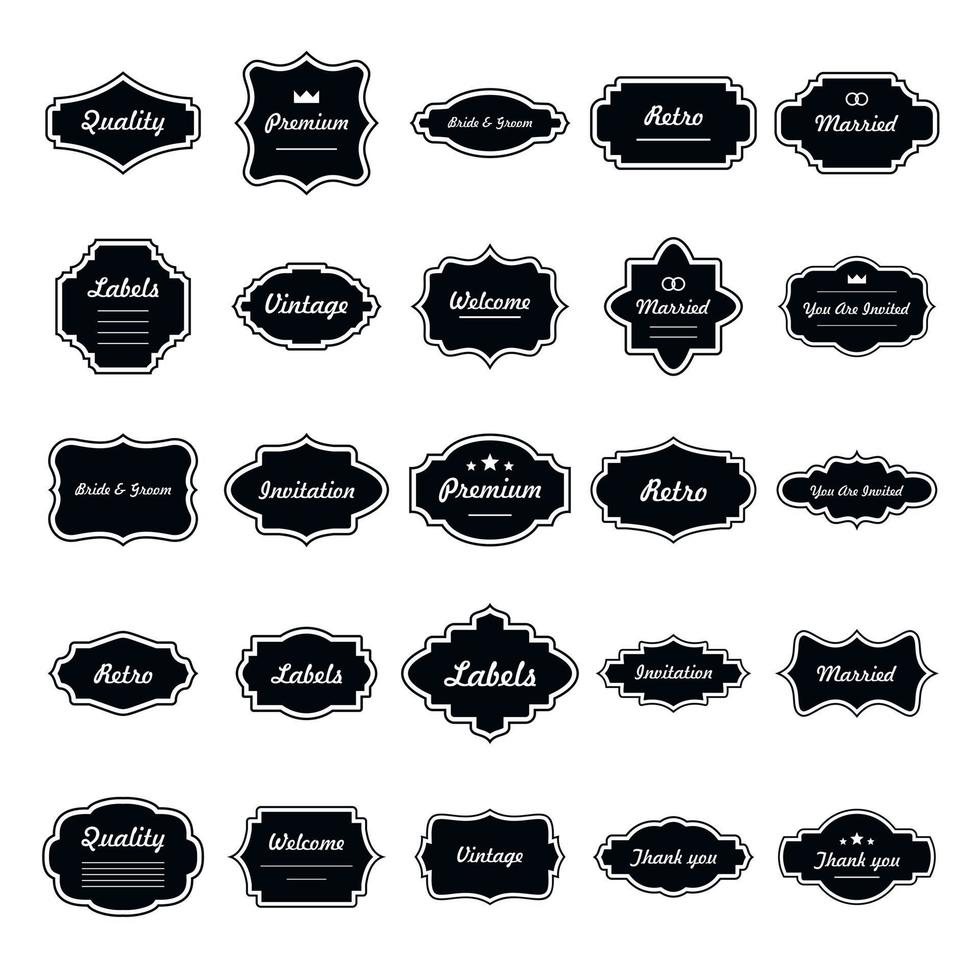 Vintage frame icons set, simple style vector