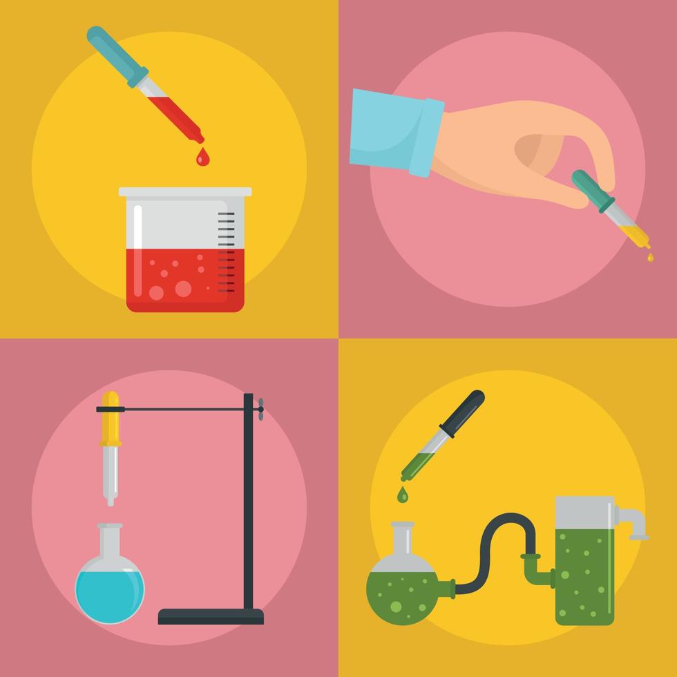 Pipette dropper banner concept set, flat style vector