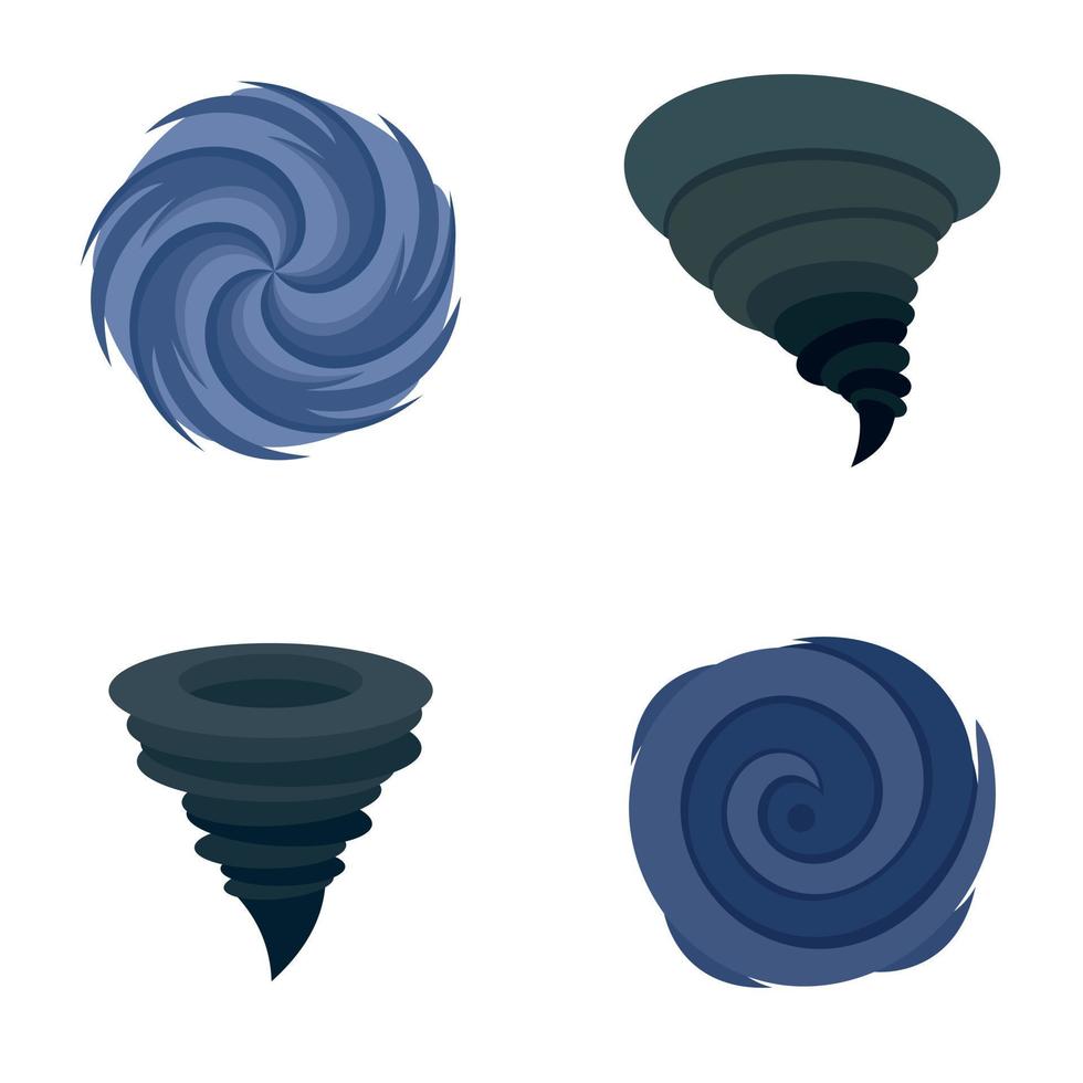 conjunto de iconos de daños por tormentas de huracanes, tipo plano vector