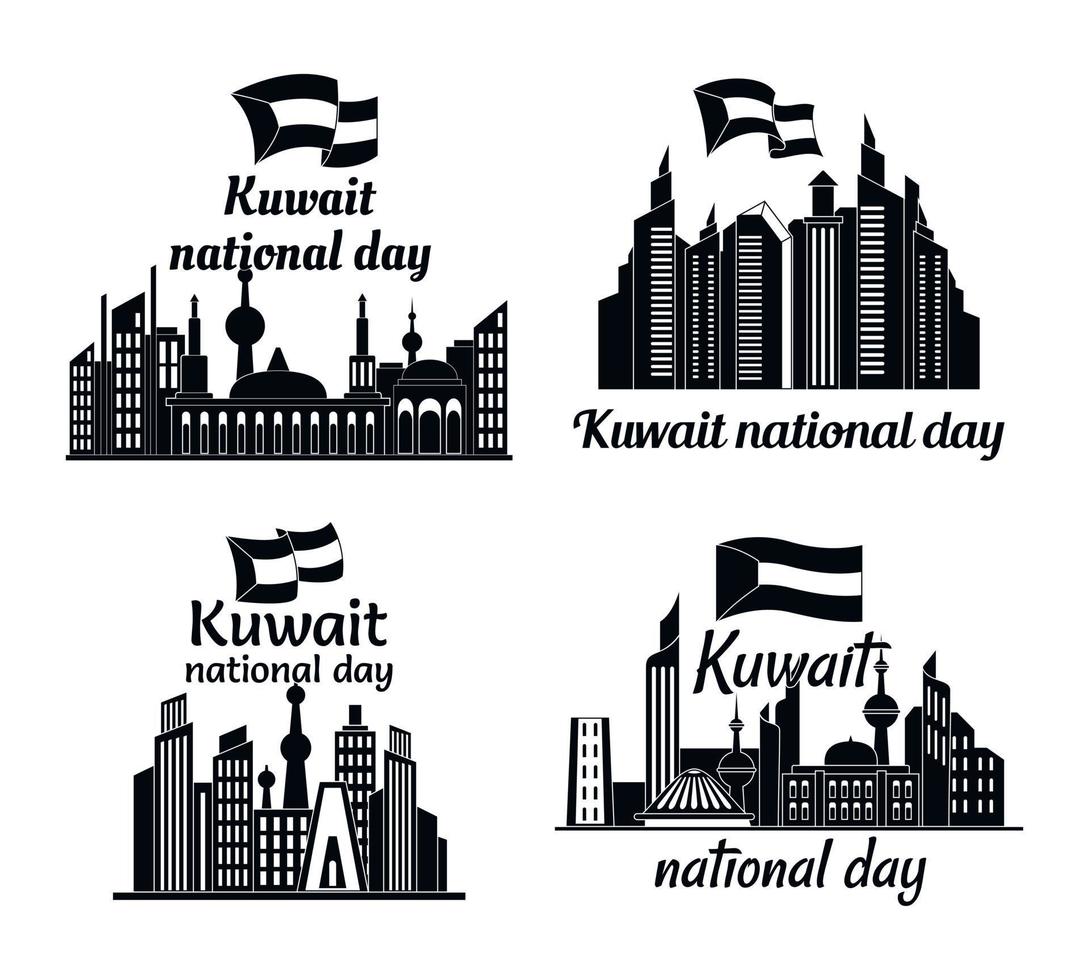 Kuwait skyline banner concept set, simple style vector