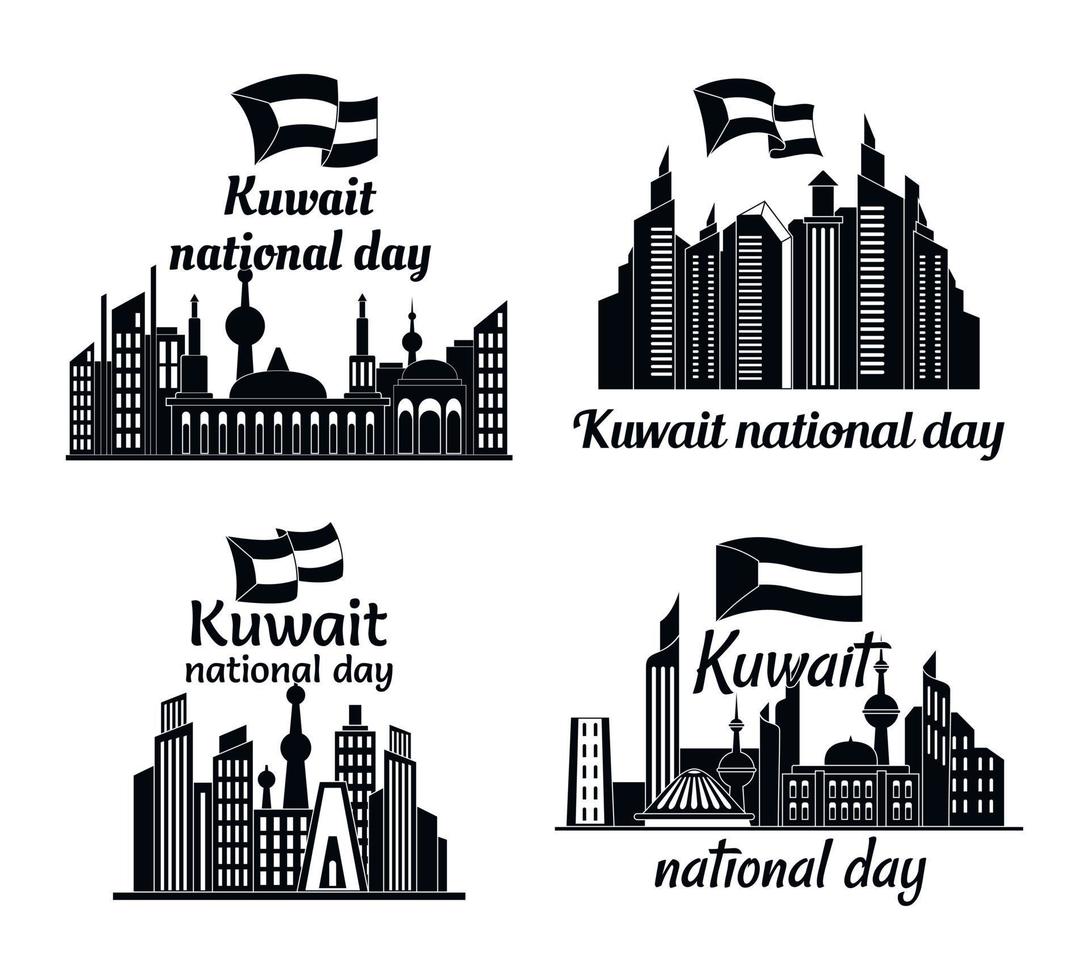 conjunto de concepto de banner de horizonte de kuwait, estilo simple vector