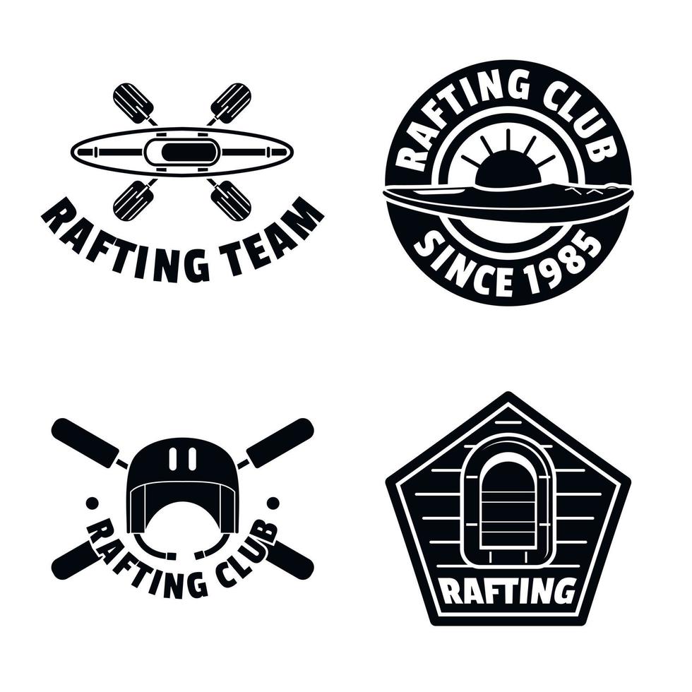 Rafting kayak canoe logo icons set, simple style vector