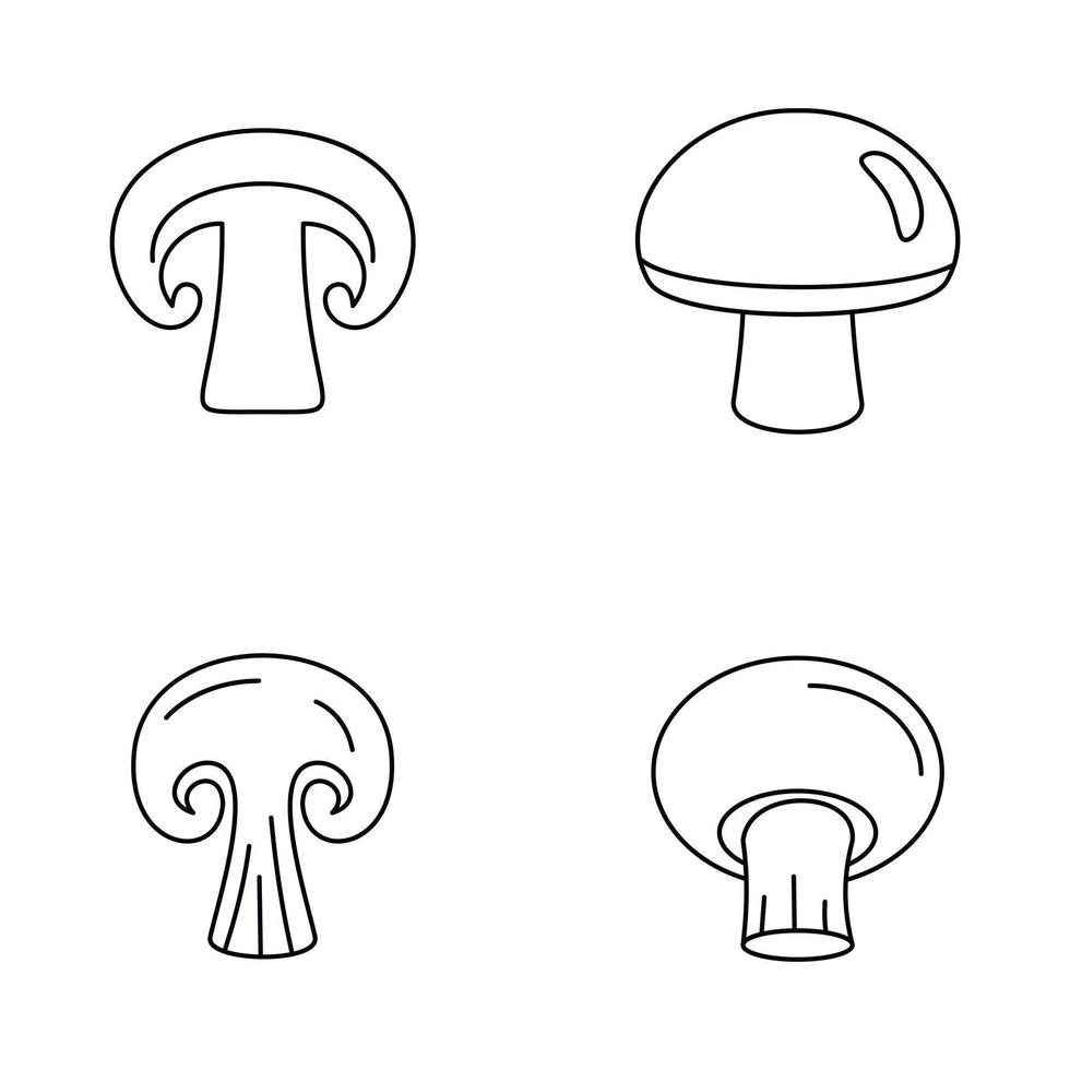 Champignon mushroom icons set, outline style vector