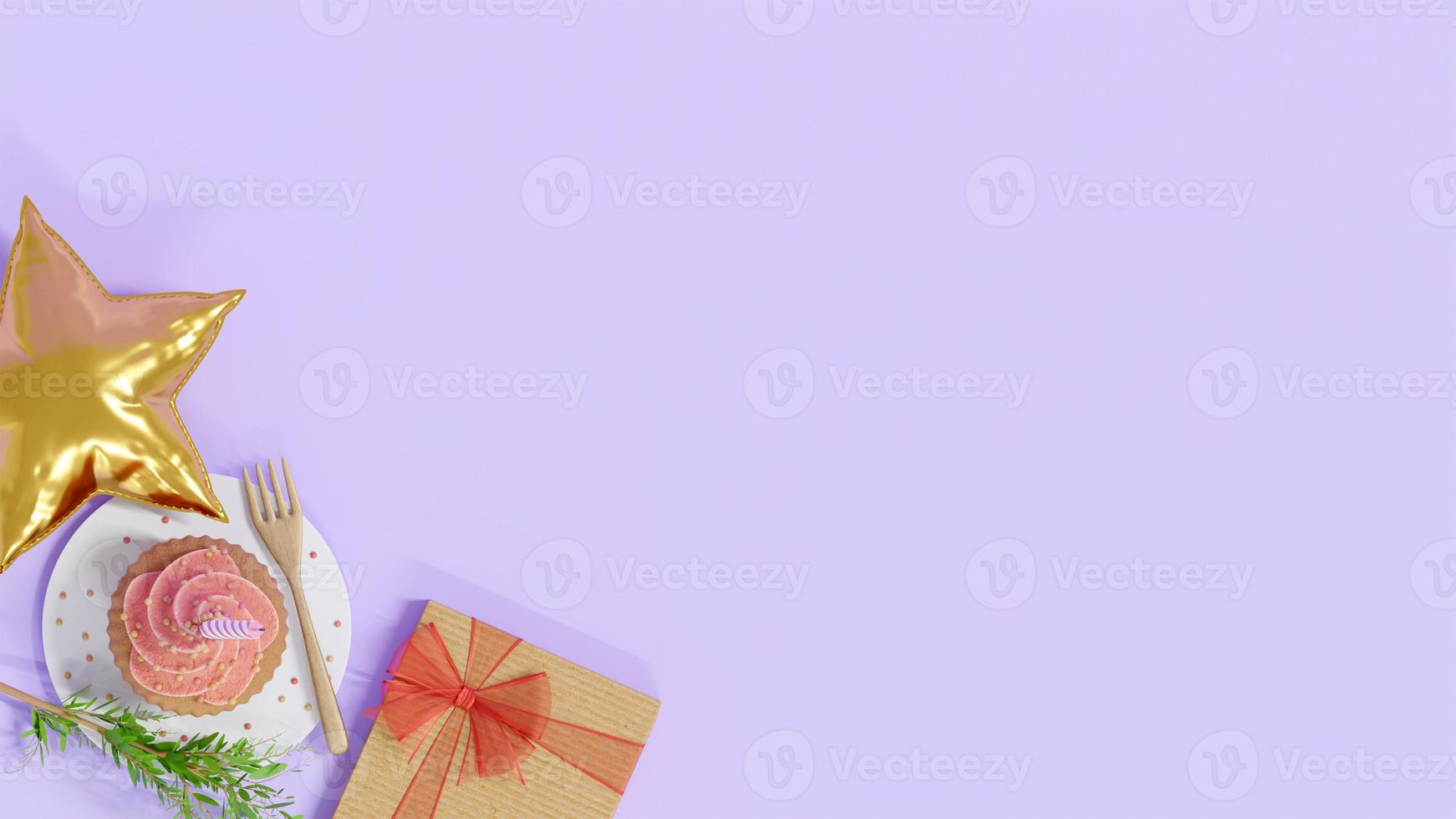 Birthday with gift box and cake background photo