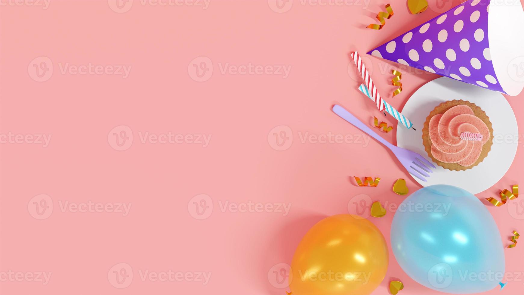 birthday party on pink background photo