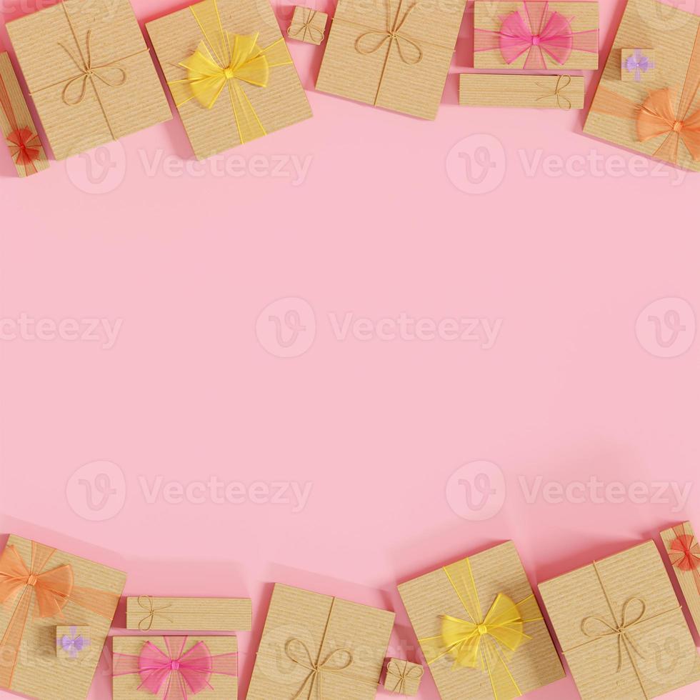 birthday gift box on pink background photo