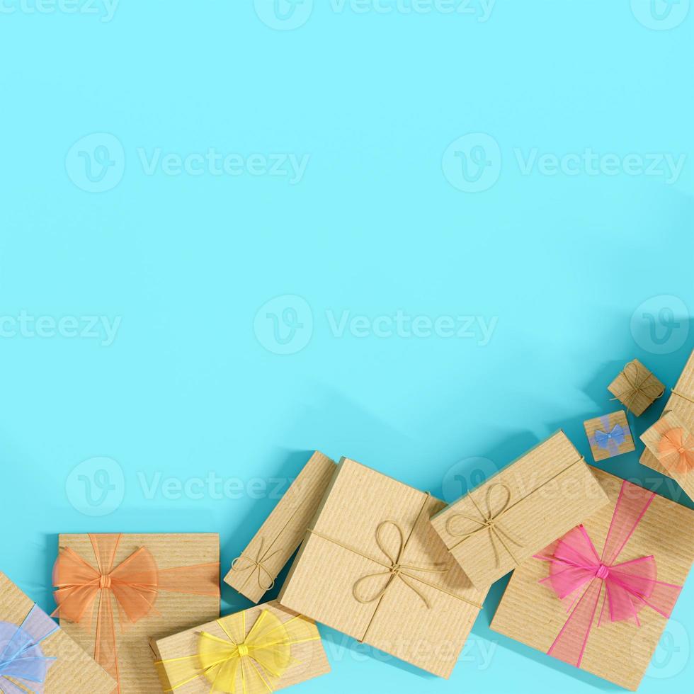 birthday with gift box on blue background photo