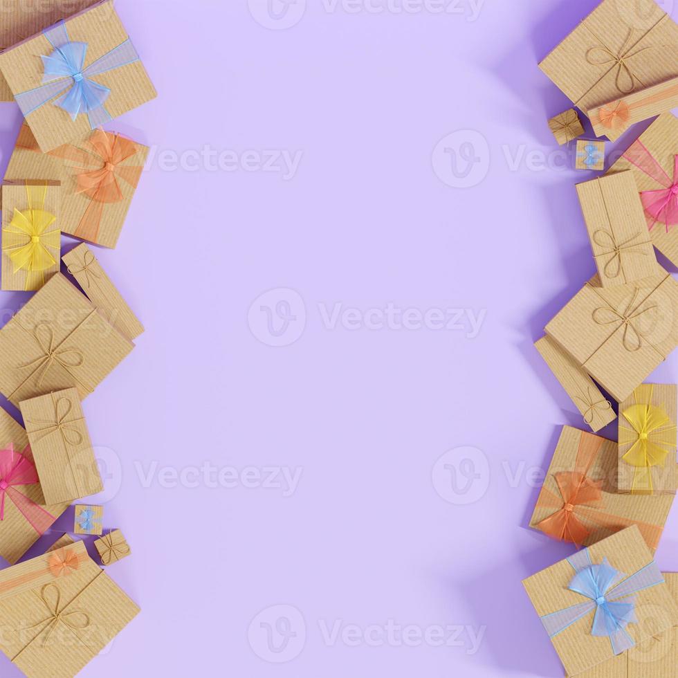 birthday with gift box on purple background photo