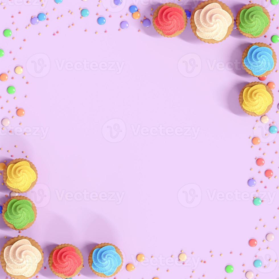 fondo de cumpleaños con cupcake foto