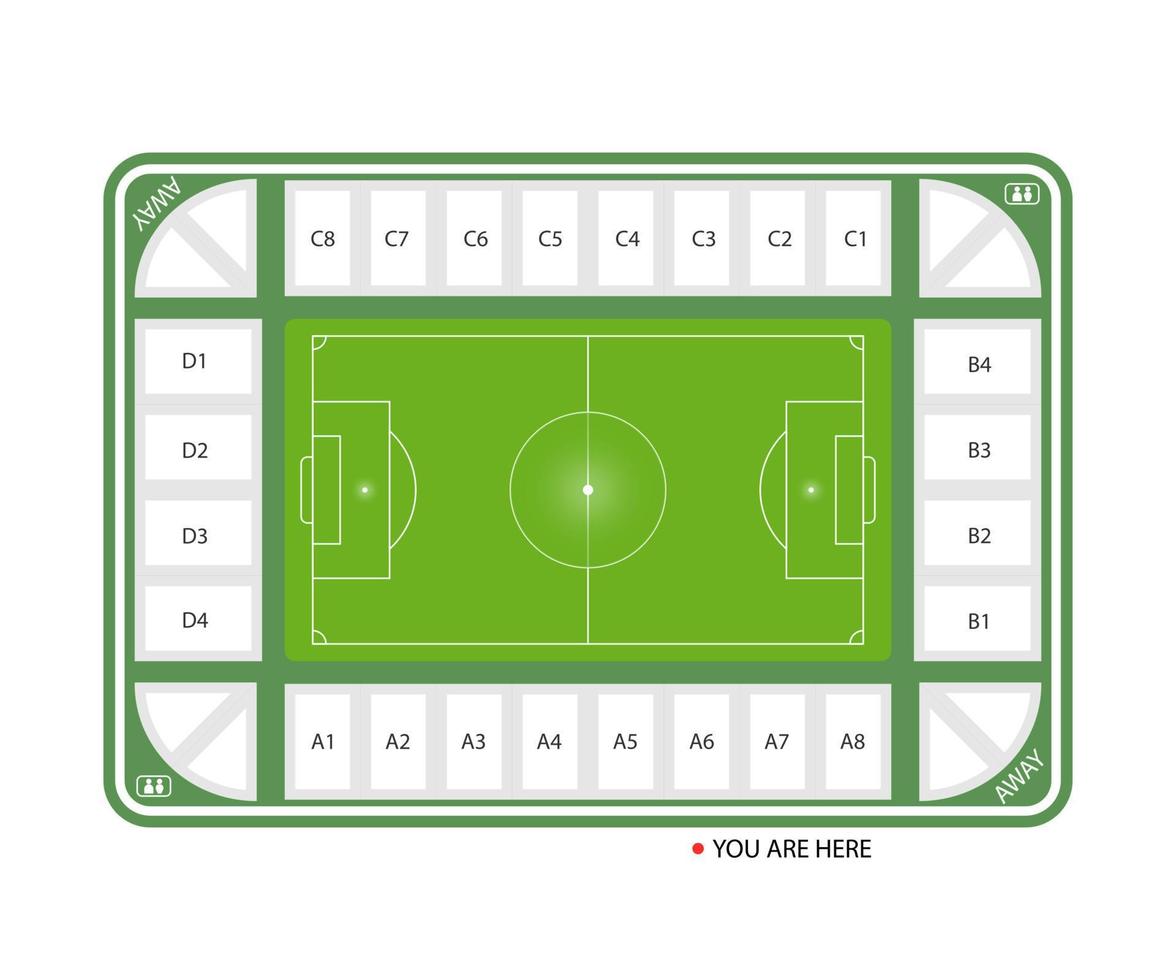 Top view of football stadium with seat numbers, Vector illustration design.