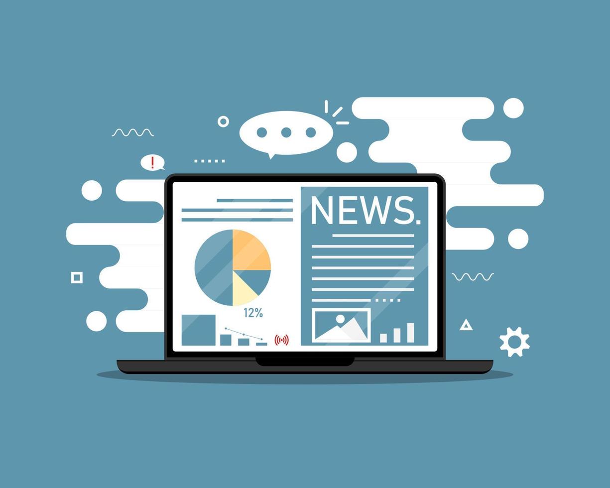 News update online on laptop, Digital marketing online. vector