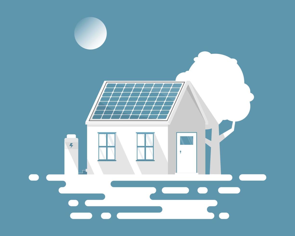 Solar cell system of house, Digital marketing illustration. vector