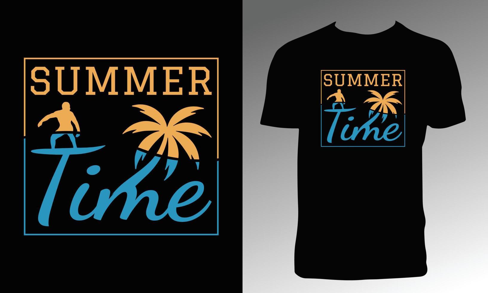 Summer graphic tee vector design with palm tree silhouette.