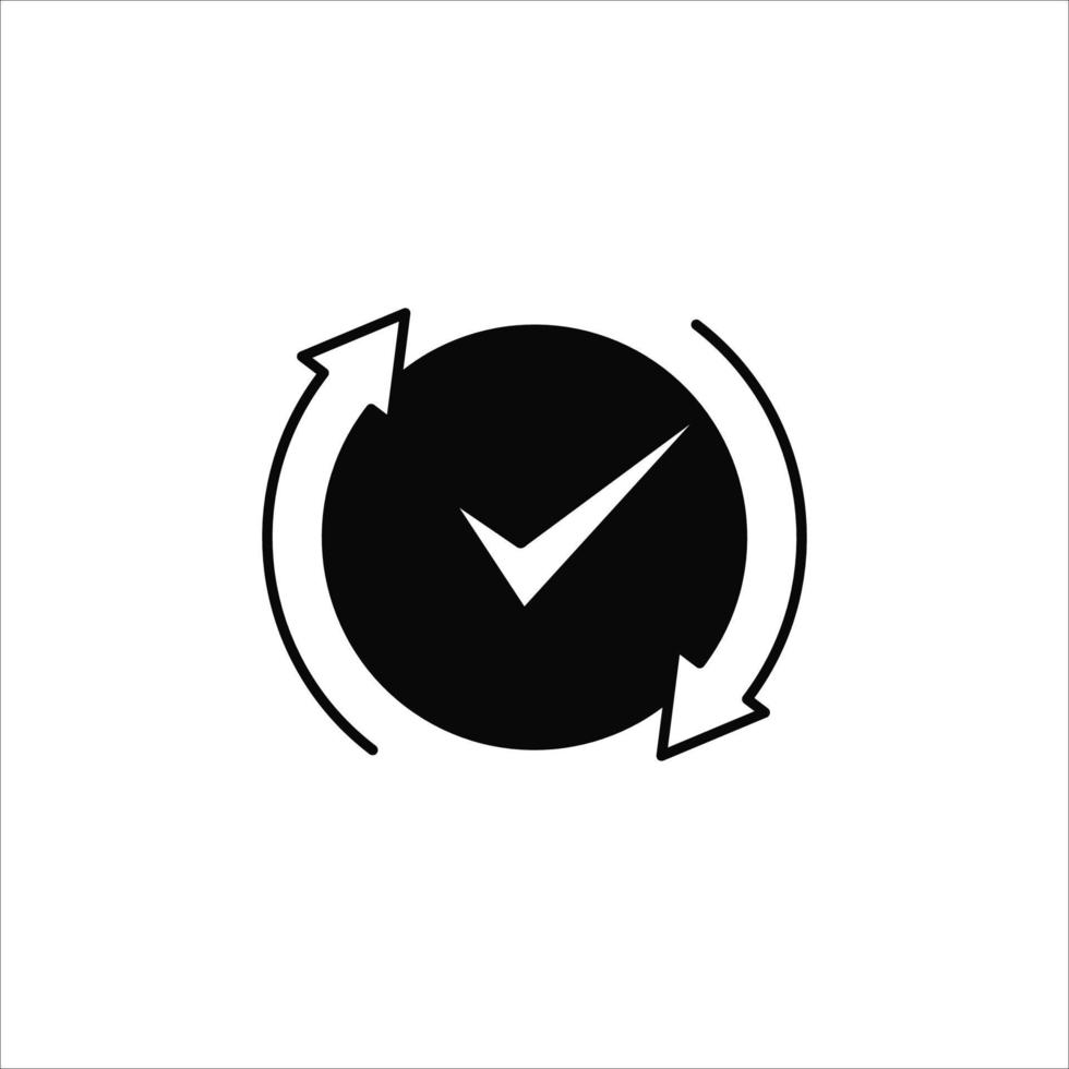 Check mark and rotation arrows icon isolated sign symbol in vector