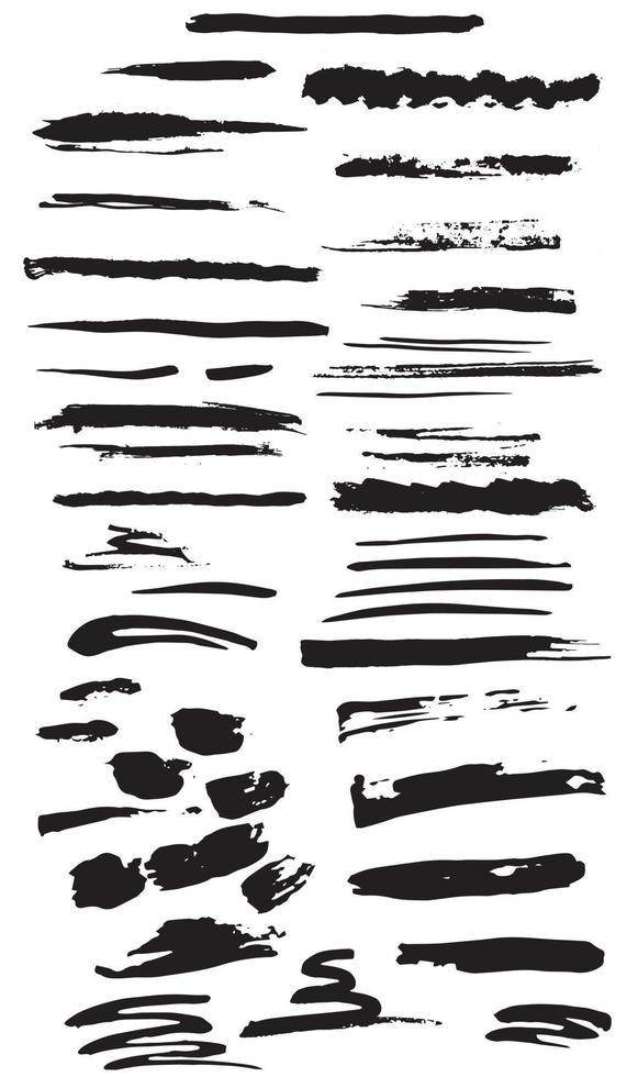 hand drawn paint blobs and daubs, black watercolor strokes. grunge texture scribbles, abstract brush strokes dabs, ink smear vector smudges and stains traces set with grunge texture isolated on white