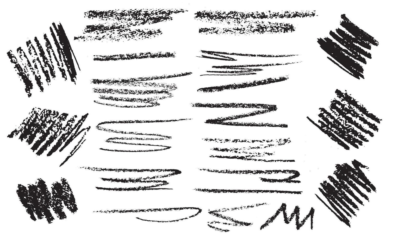 vector set of curly lines and charcoal squiggles. Draw brush strokes. Sketches with black pencil. stroke lines, squiggles, daubs isolated on white