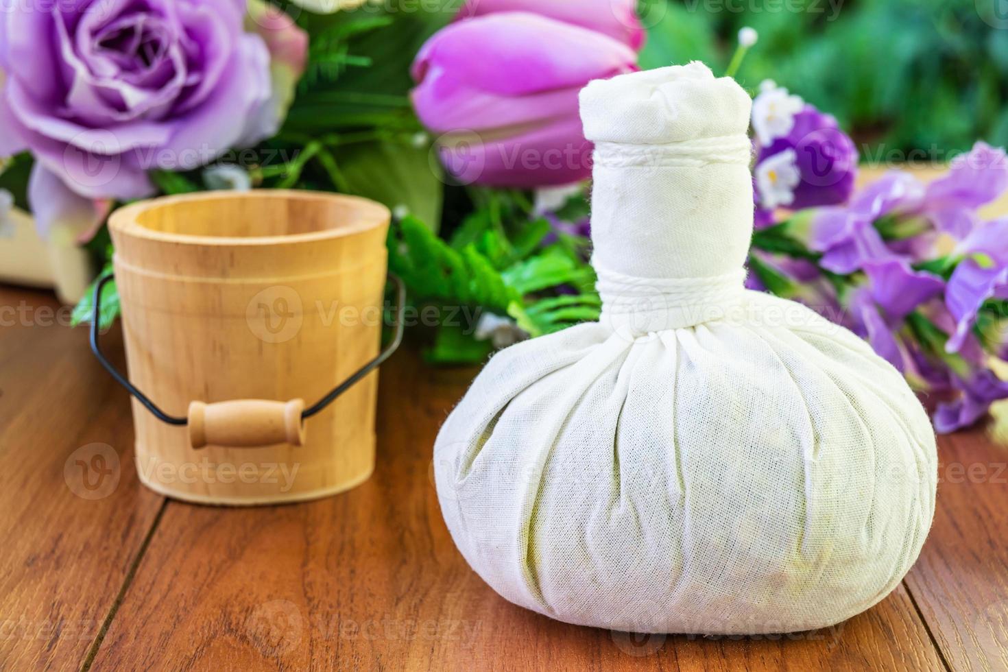 Thai Spa massage  with herbal compress ball photo