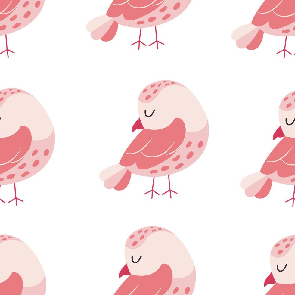 Colorful birds seamless pattern. Exotic birds in different print poses. Vector illustration