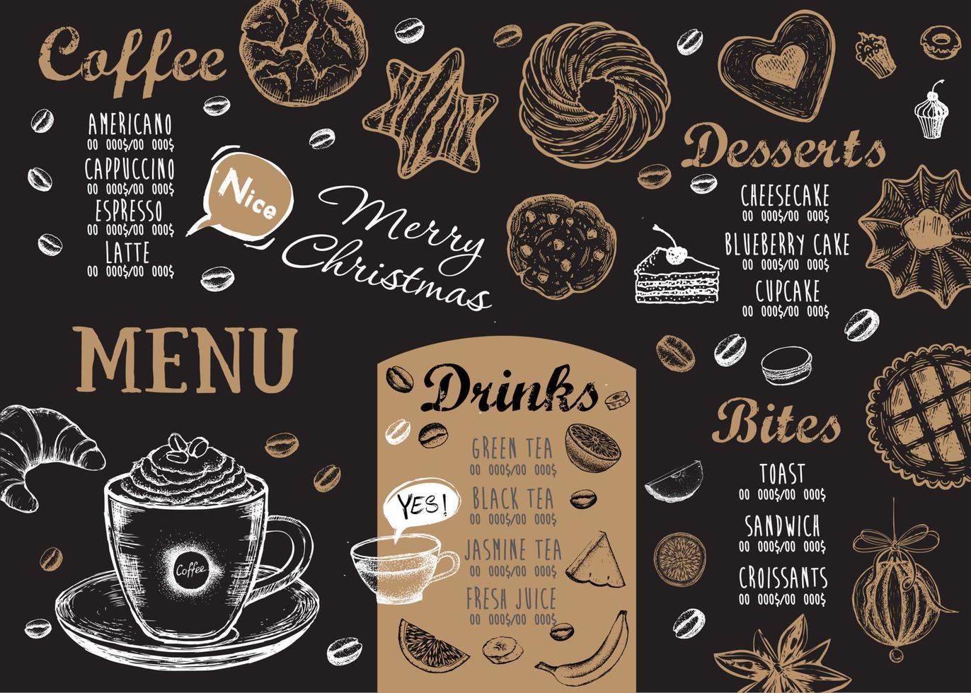 Coffee house menu. Restaurant cafe menu, template design. Food flyer. vector