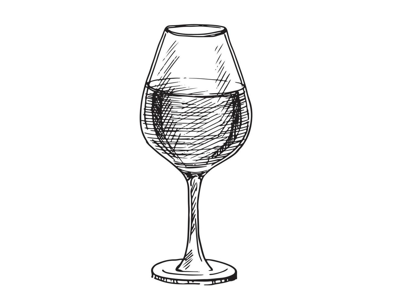 Wine glasses sketch vector illustration. Hand drawn label design elements.