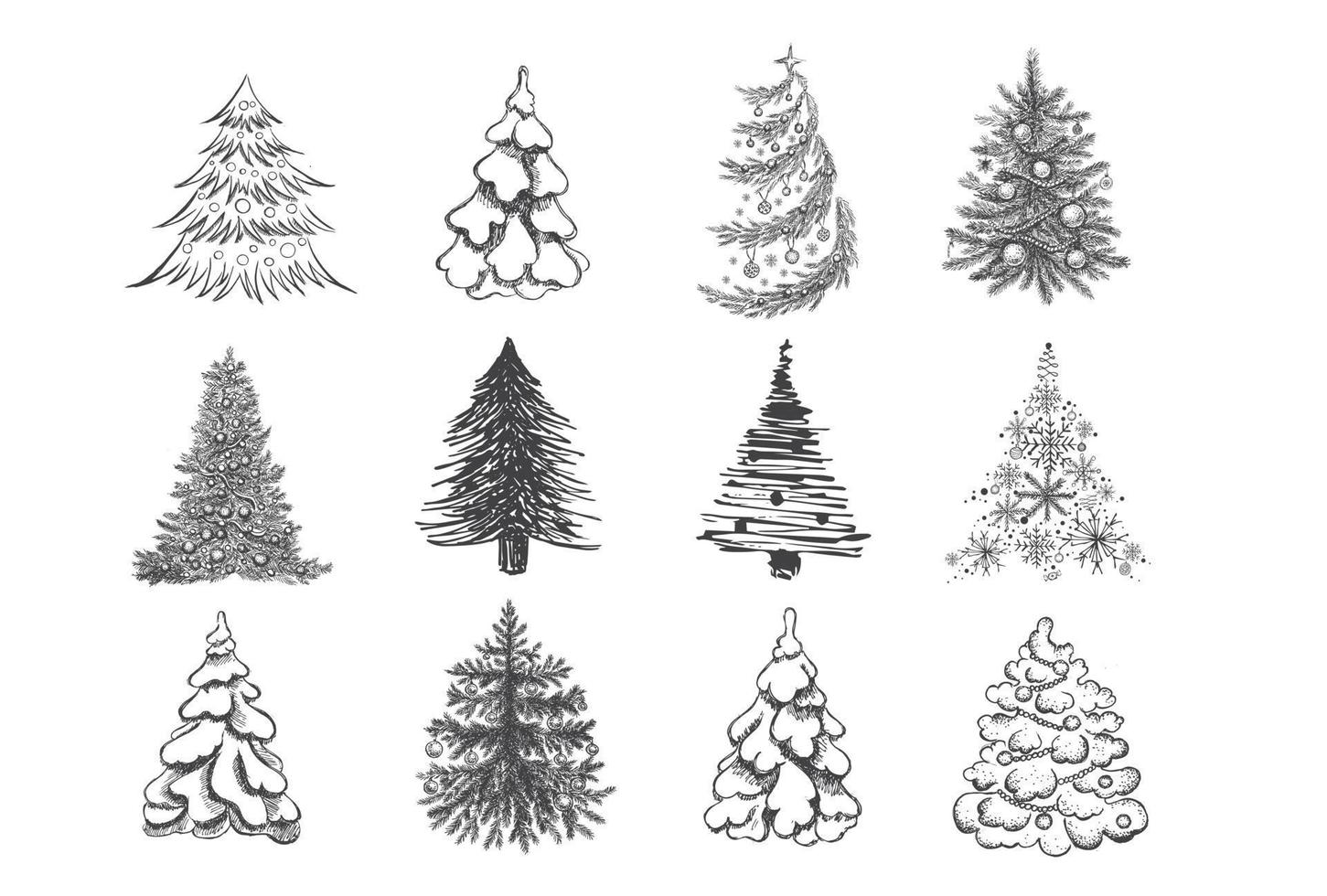 Christmas tree hand drawn illustration. Vector. vector