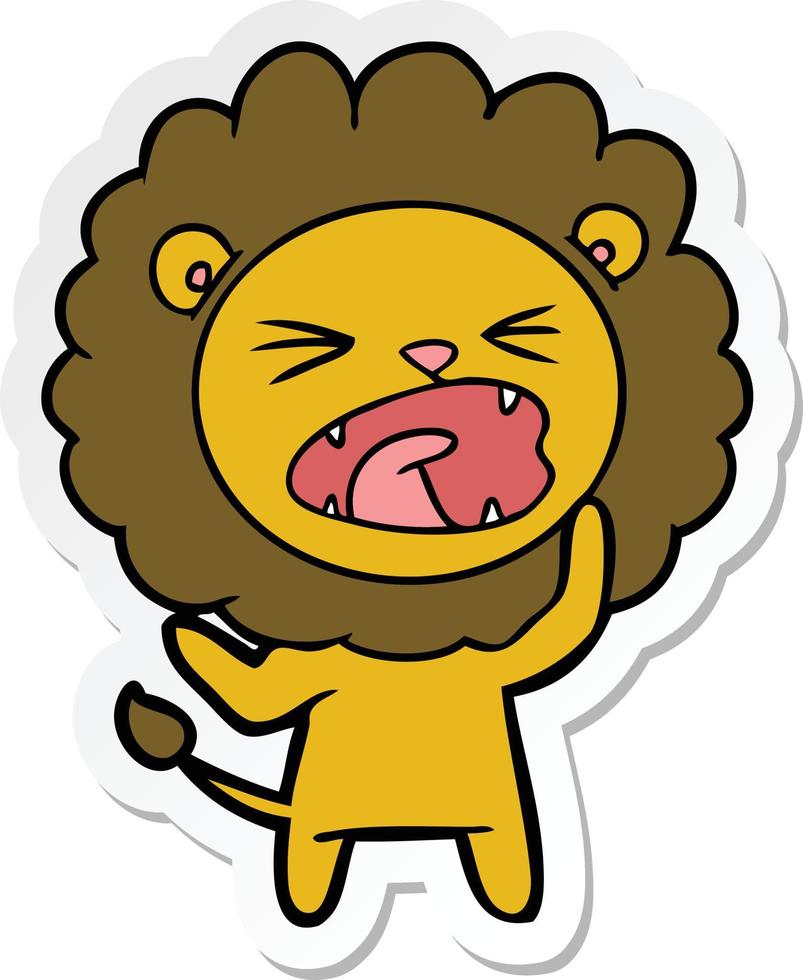 sticker of a cartoon angry lion vector