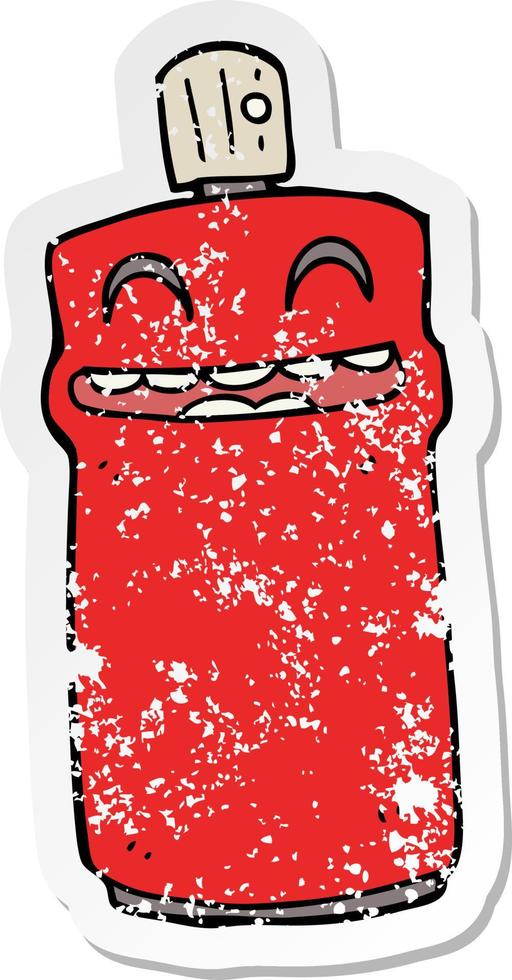 distressed sticker of a cartoon spray can vector