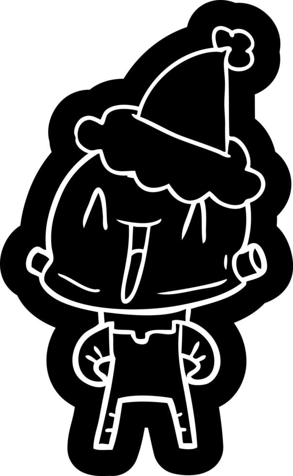 cartoon icon of a robot wearing santa hat vector