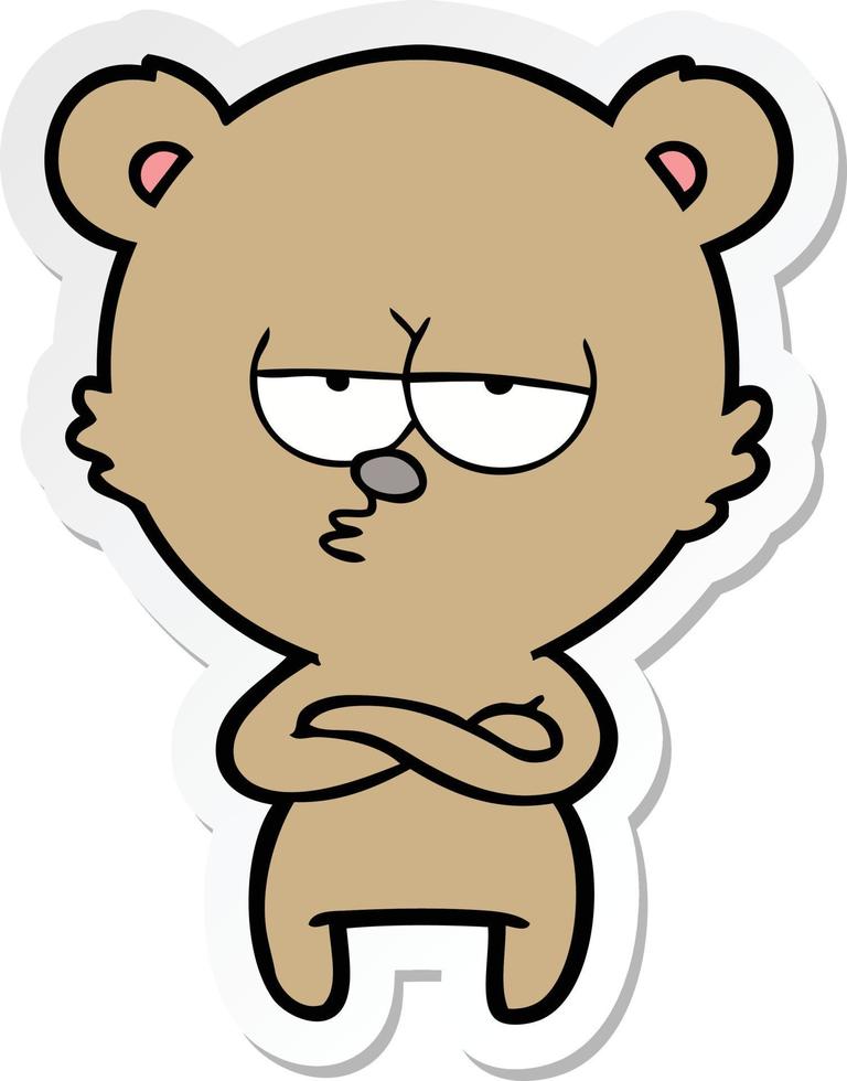 sticker of a bored bear cartoon vector