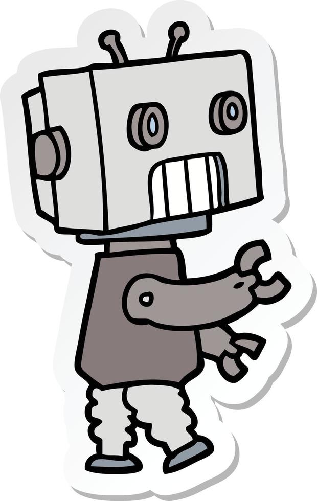 sticker of a cartoon robot vector