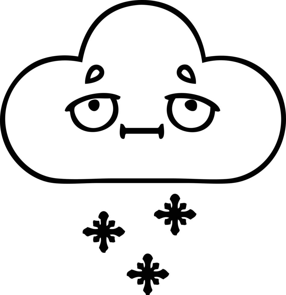 line drawing cartoon storm snow cloud vector