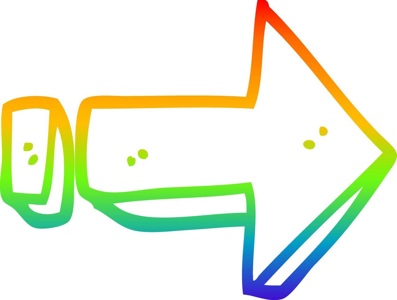 rainbow gradient line drawing cartoon arrow pointing direction vector