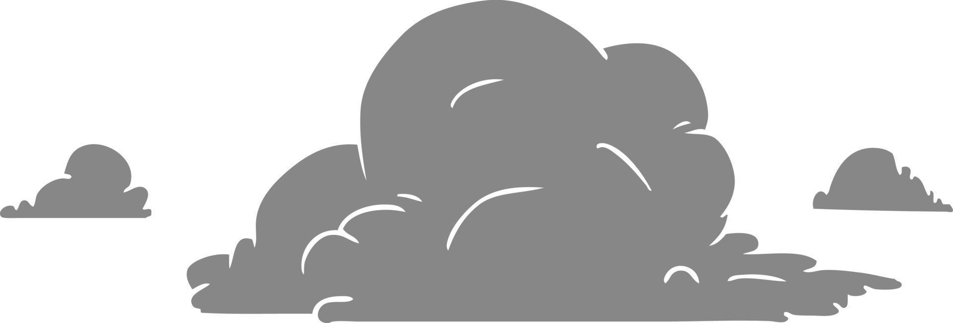 cartoon doodle of white large clouds vector