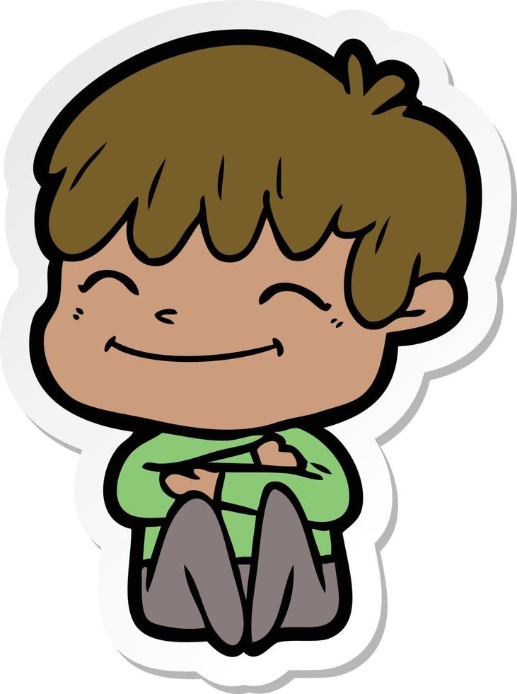 sticker of a cartoon happy boy vector