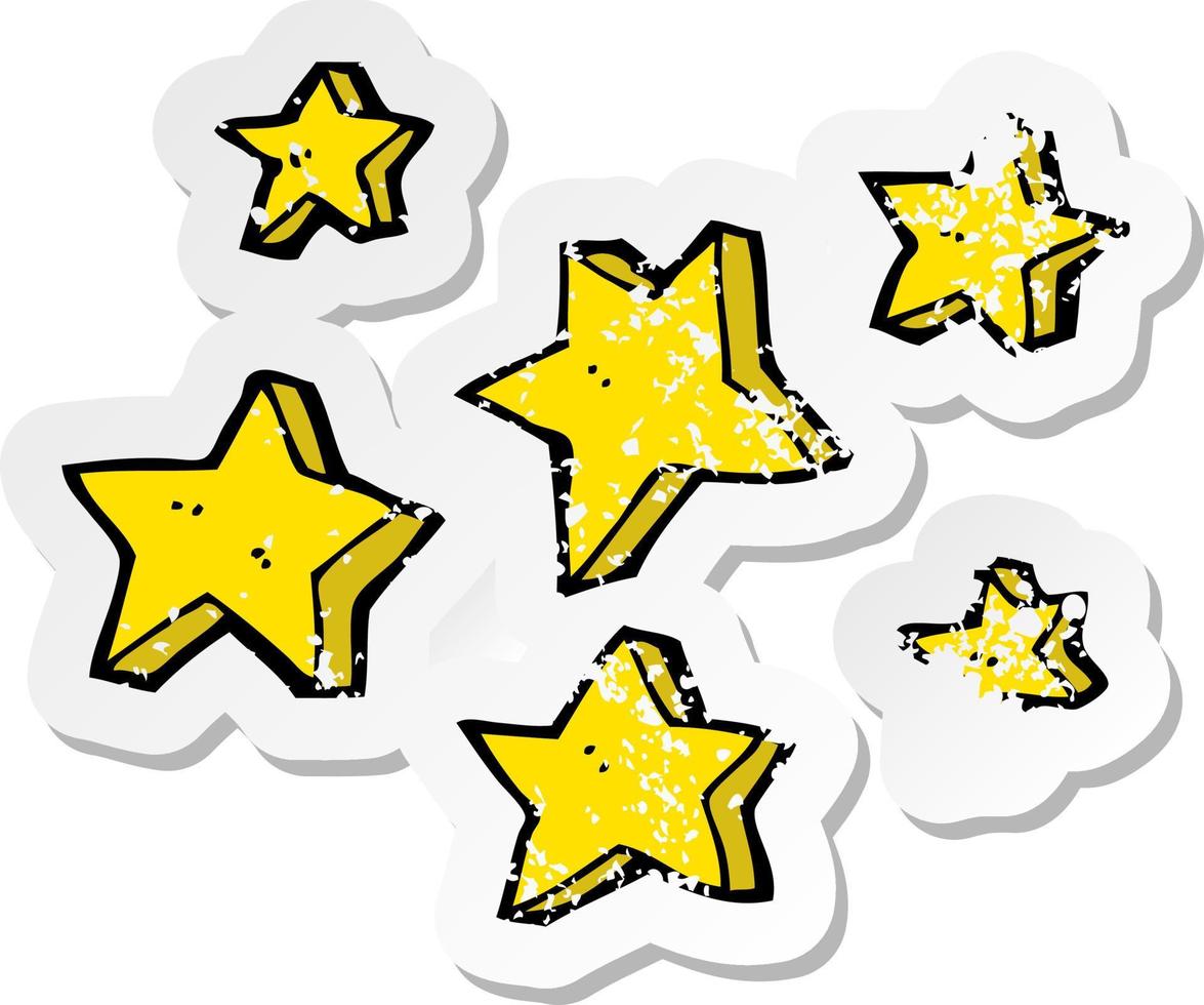 retro distressed sticker of a cartoon stars vector