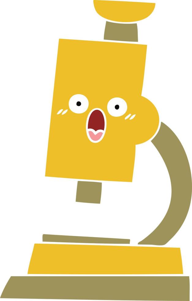 flat color retro cartoon microscope vector