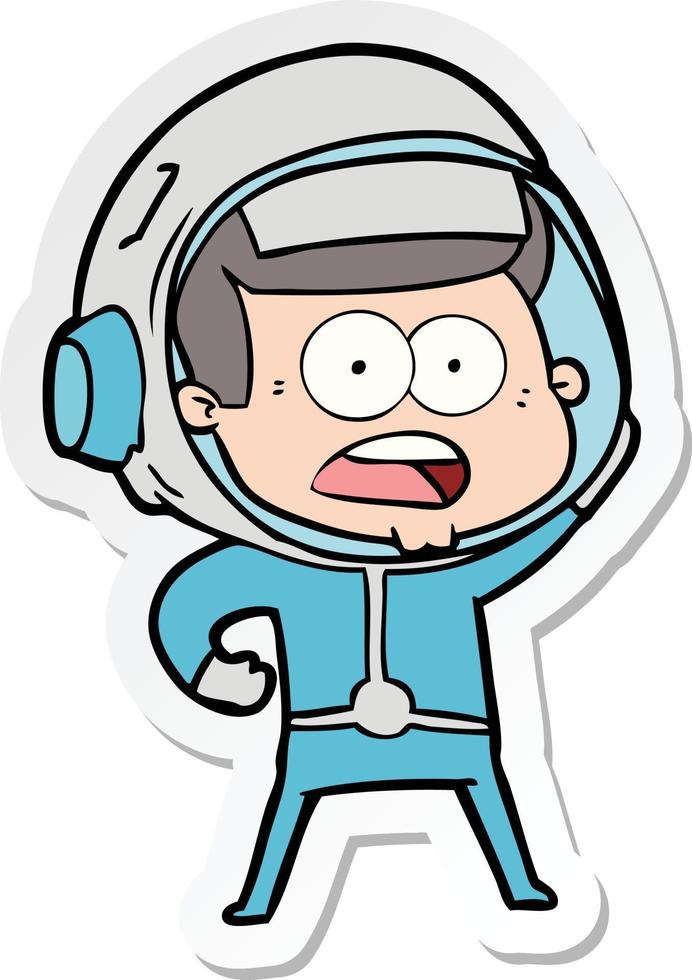 sticker of a cartoon surprised astronaut vector