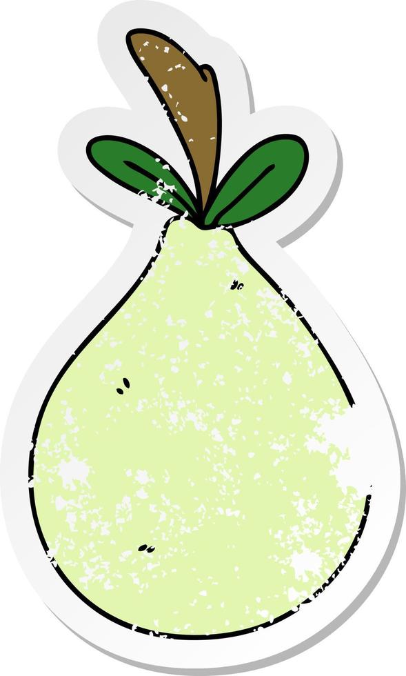 distressed sticker of a quirky hand drawn cartoon pear vector