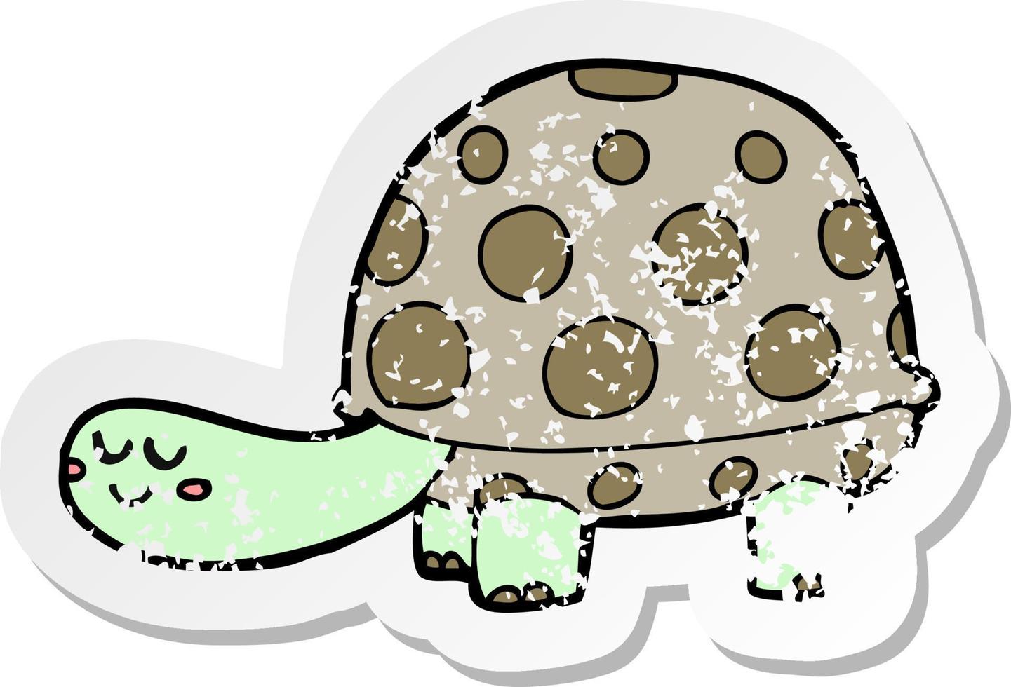 pegatina retro angustiada de una tortuga de dibujos animados vector