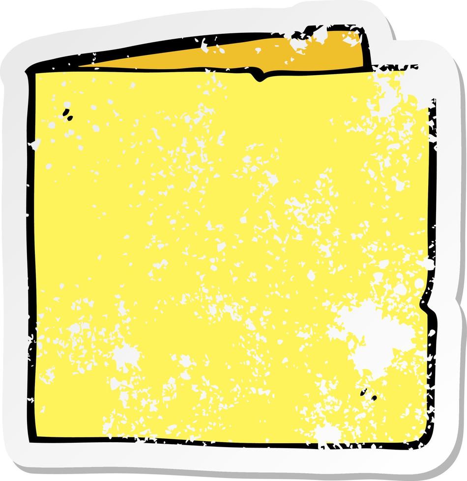 retro distressed sticker of a cartoon blank card vector