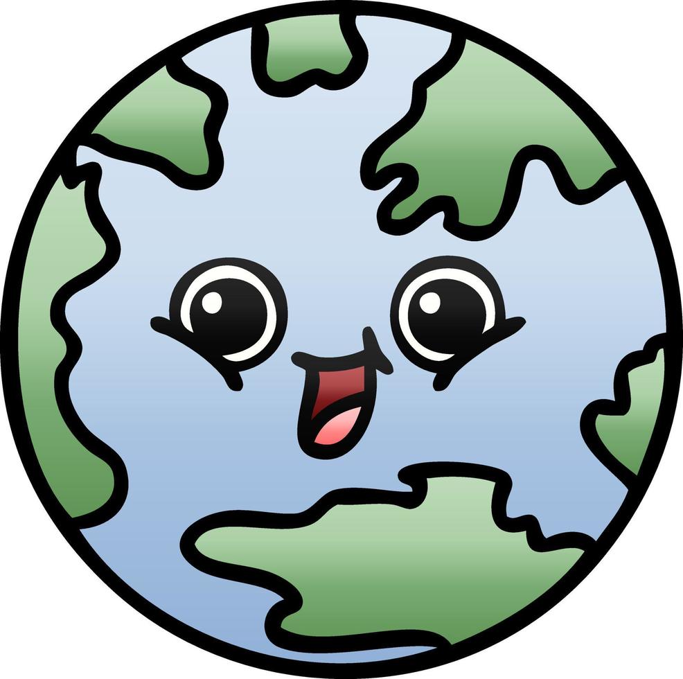 gradient shaded cartoon planet earth vector