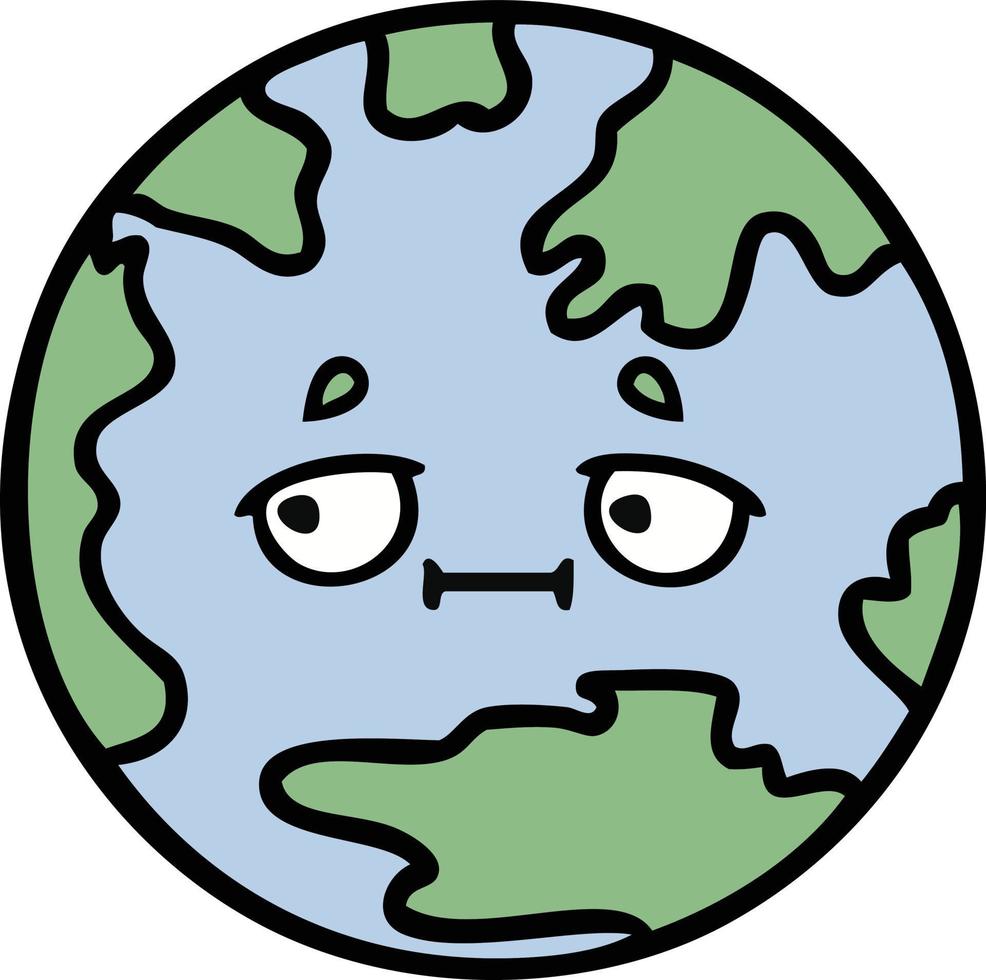 cute cartoon planet earth vector