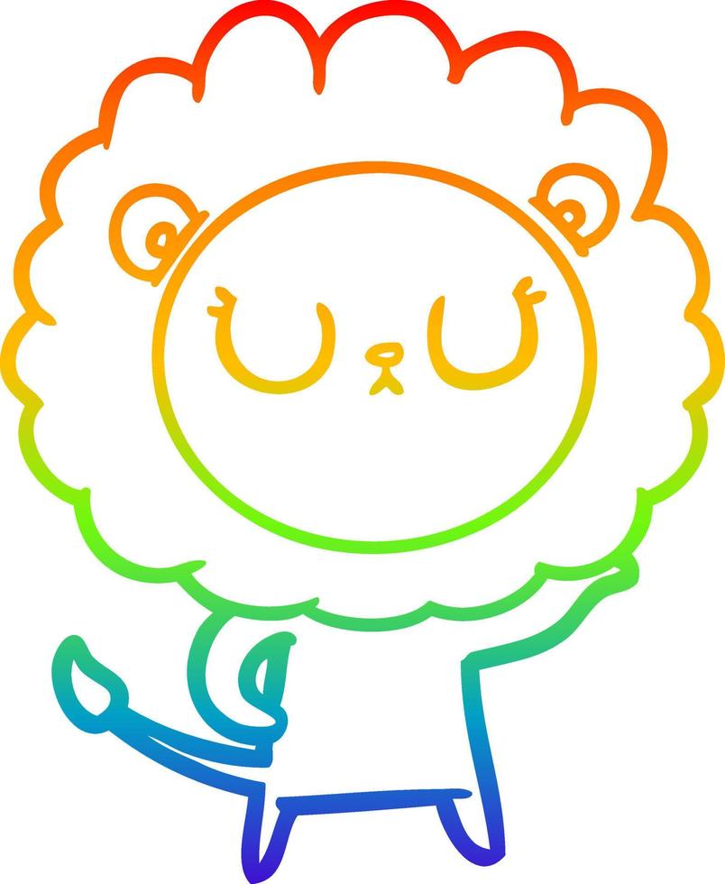 rainbow gradient line drawing cartoon lion vector