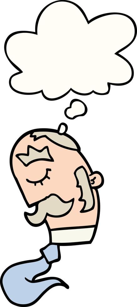 cartoon man with mustache and thought bubble vector