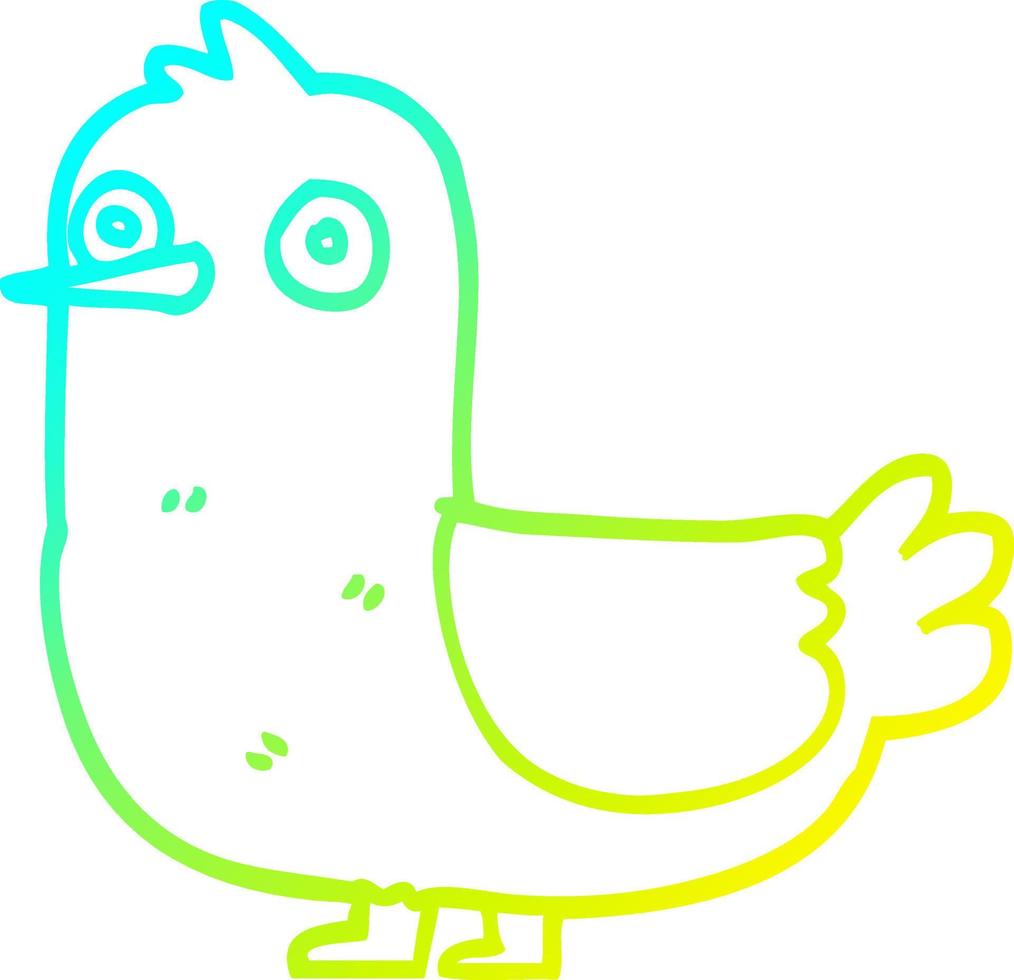 cold gradient line drawing cartoon red bird vector