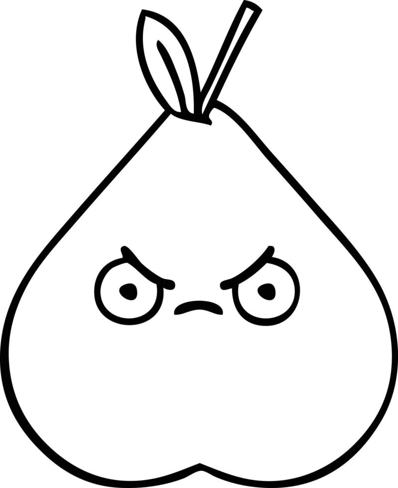 line drawing cartoon angry pear vector