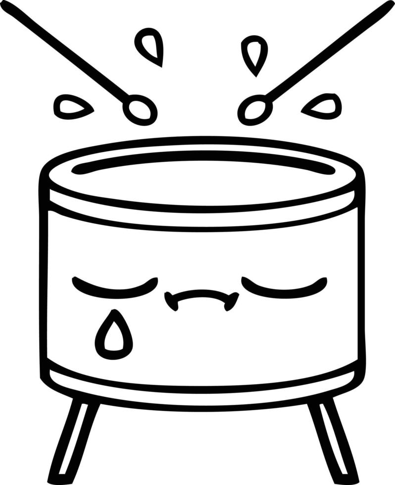 line drawing cartoon crying drum vector