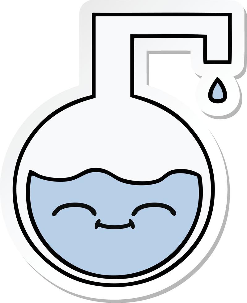 sticker of a cute cartoon science experiment vector