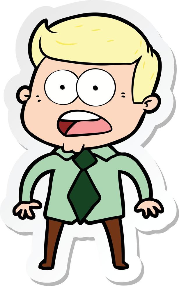 sticker of a cartoon shocked man vector